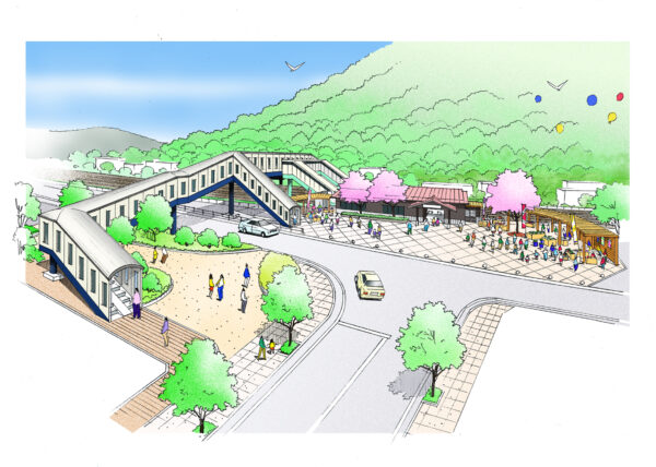 飛騨国府歩道橋スケッチ２案カラー